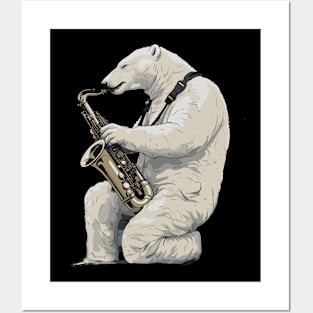 Polar Bear Playing Saxophone Posters and Art